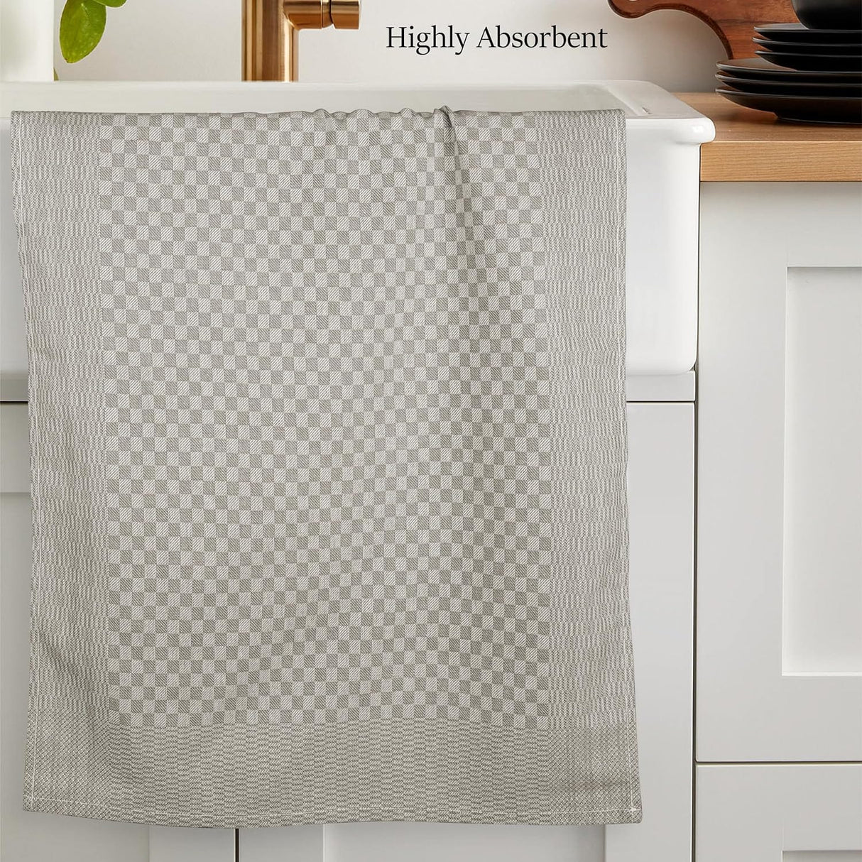 Pack of 5 Large Super Absorbent 100 Percent Cotton Tea Towels by OLIVIA ROCCO