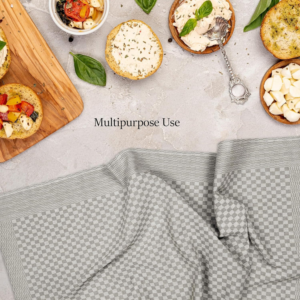 Pack of 5 Large Super Absorbent 100 Percent Cotton Tea Towels by OLIVIA ROCCO