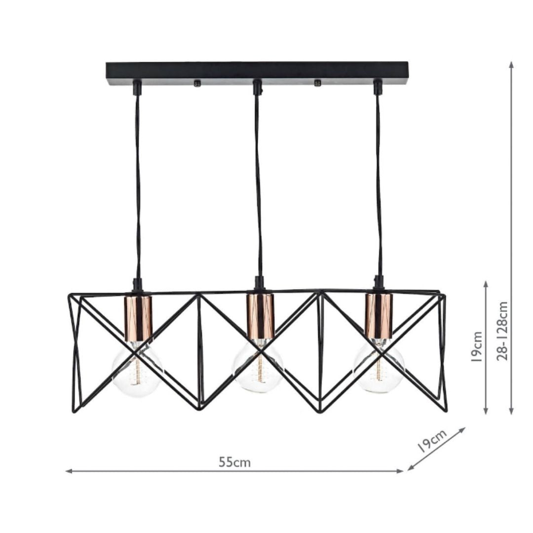 Pagazzi Olson 3 Light Black Ceiling Light