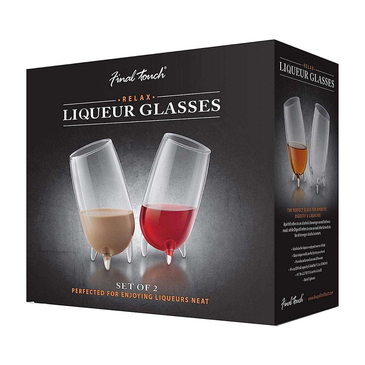 Final Touch Relax Liqueur Glasses, Pack of 2, 200ml