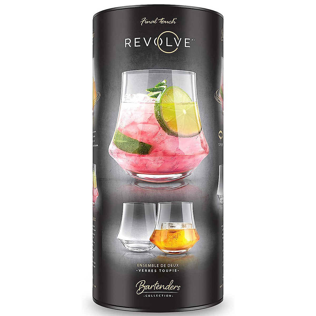 Final Touch Revolve Spirit Glasses, Pack of 2, 400ml