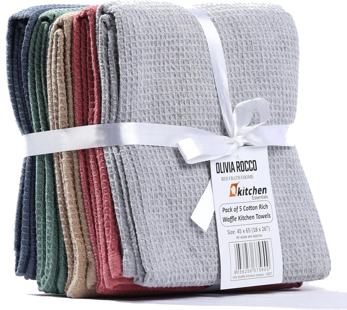 5 Pack Ultra Absorbent Waffle Kitchen Tea Towels by OLIVIA ROCCO