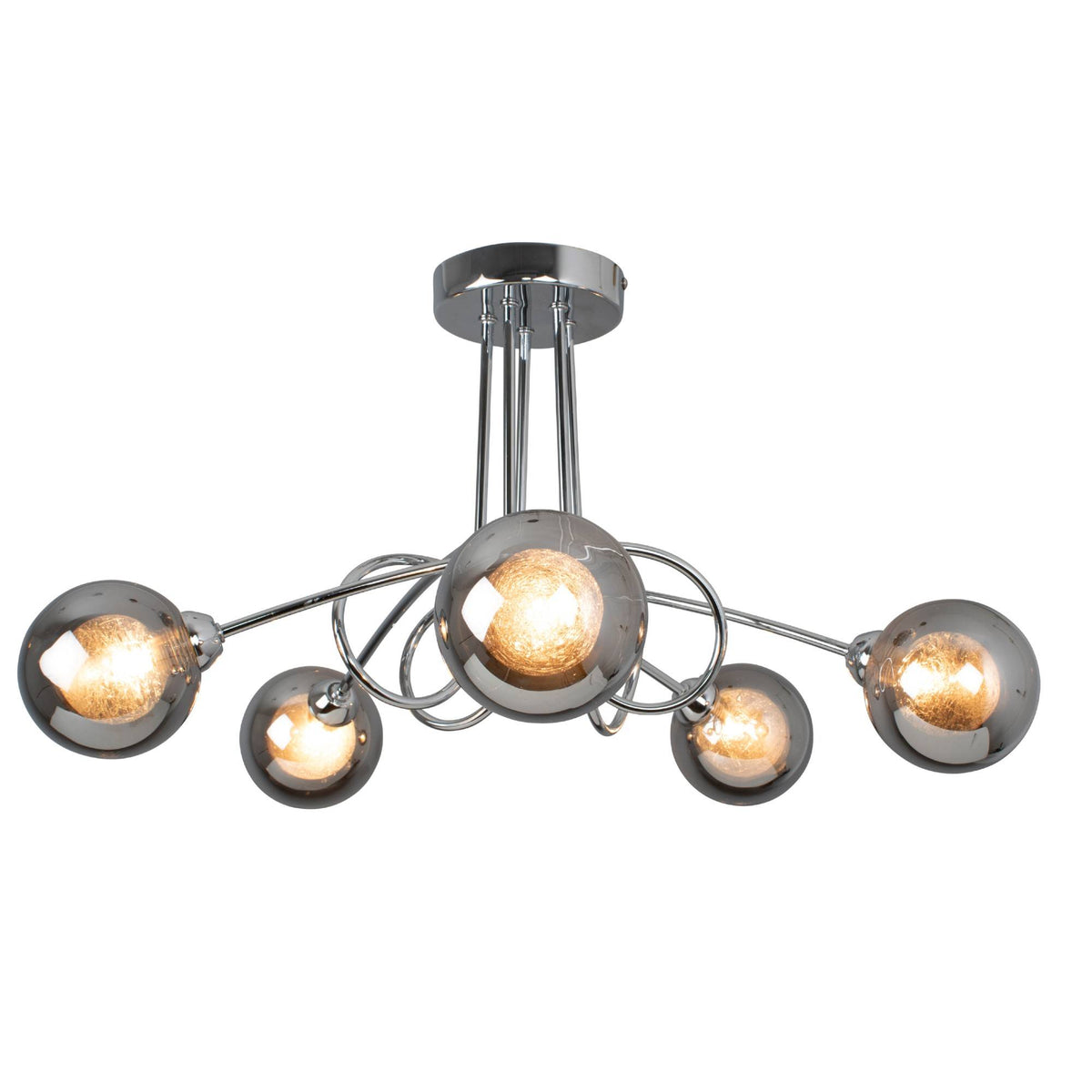 Pagazzi Xena Polished Chrome & Smoked Glass 5 Light Ceiling Light