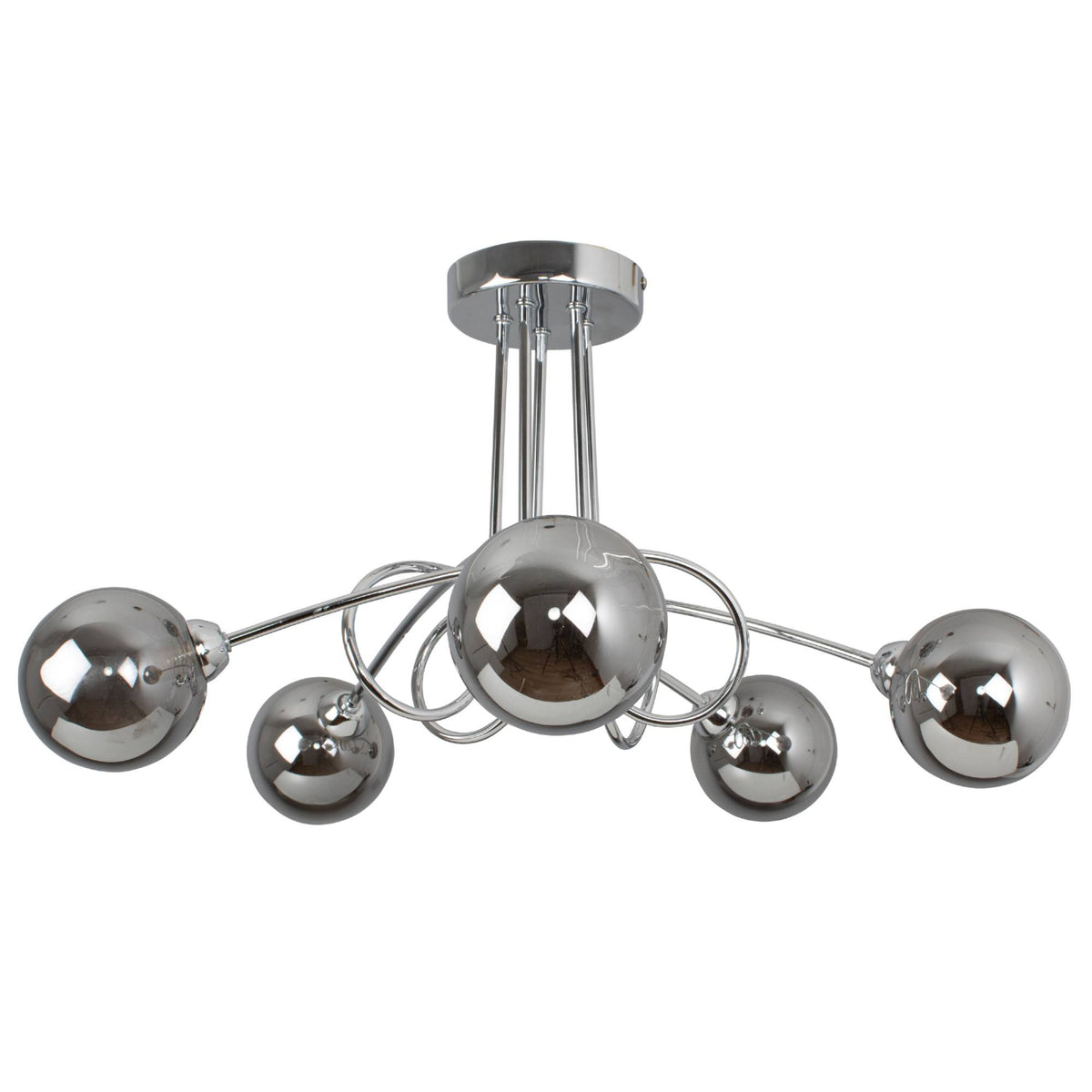 Pagazzi Xena Polished Chrome & Smoked Glass 5 Light Ceiling Light