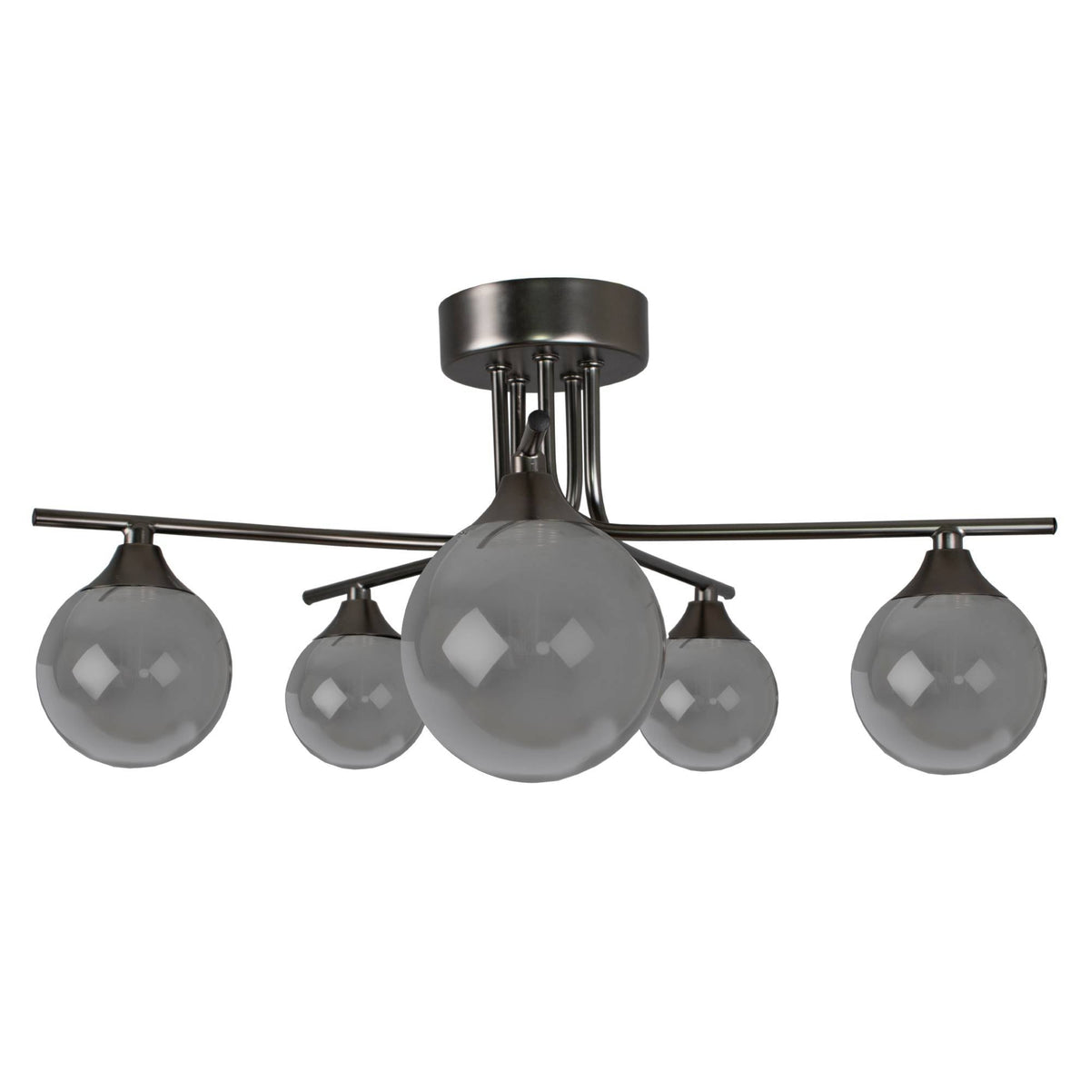 Pagazzi Carney Gunmetal & Smoked Glass 5-Light Semi-Flush Ceiling Light
