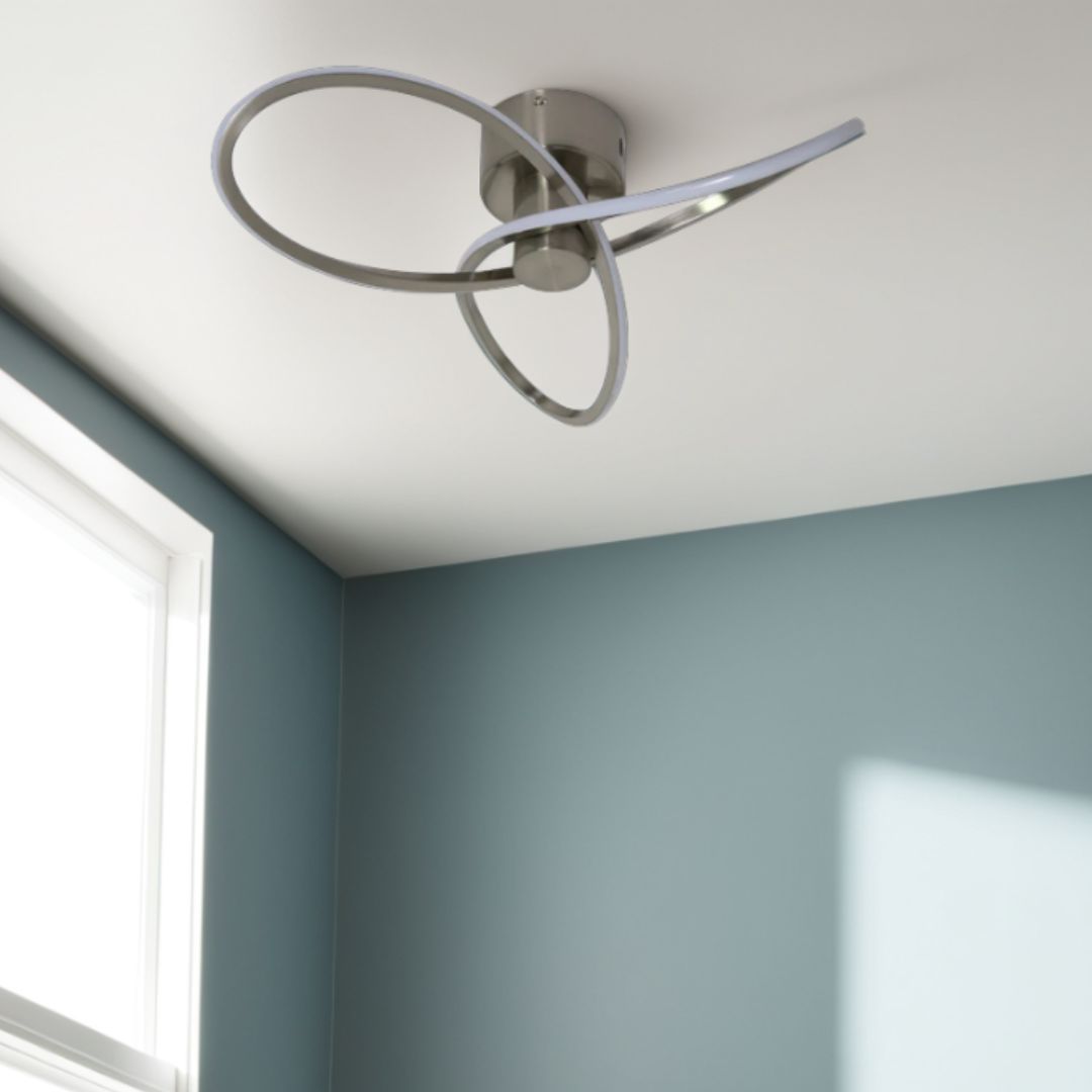 Pagazzi Reggie 3-Light LED Satin Nickel Ceiling Light
