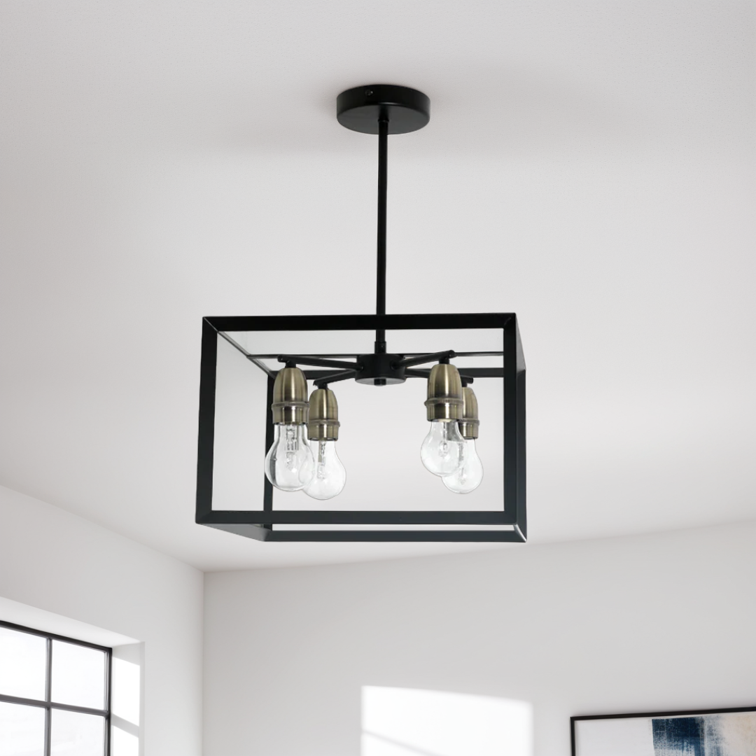 Pagazzi Sully 4-Light Matt Black Semi-Flush Ceiling Light