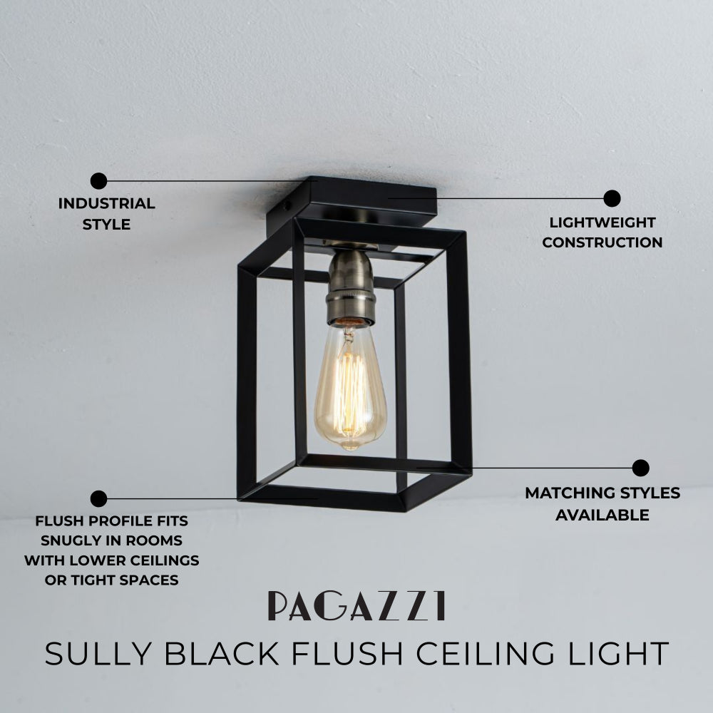 Pagazzi Sully Black Flush Ceiling Light