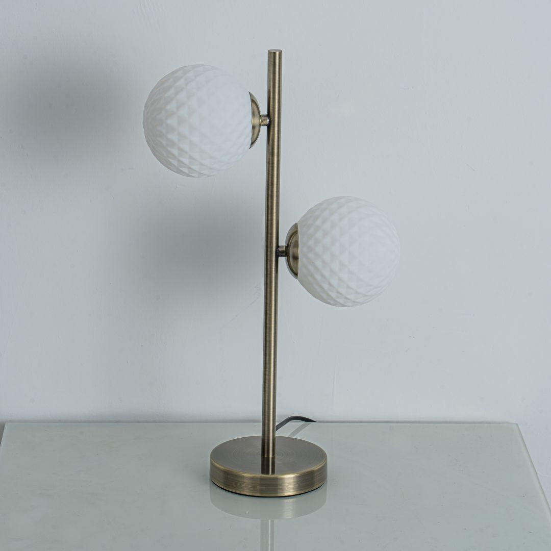 Pagazzi Lior 2 Light Antique Brass Glass Table Lamp