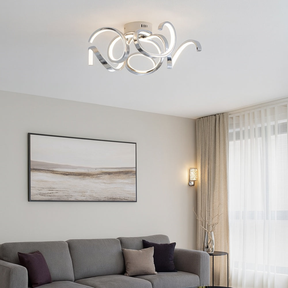 Pagazzi Fiona 5 Light Chrome LED Semi Flush Ceiling Light