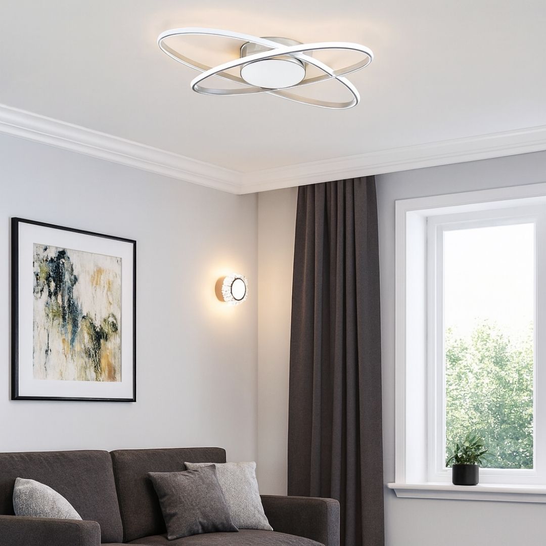Pagazzi Astra 3 Light Chrome LED Semi Flush Ceiling Light