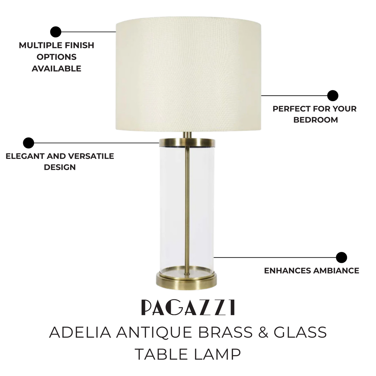 Pagazzi Adelia Antique Brass & Glass Table Lamp