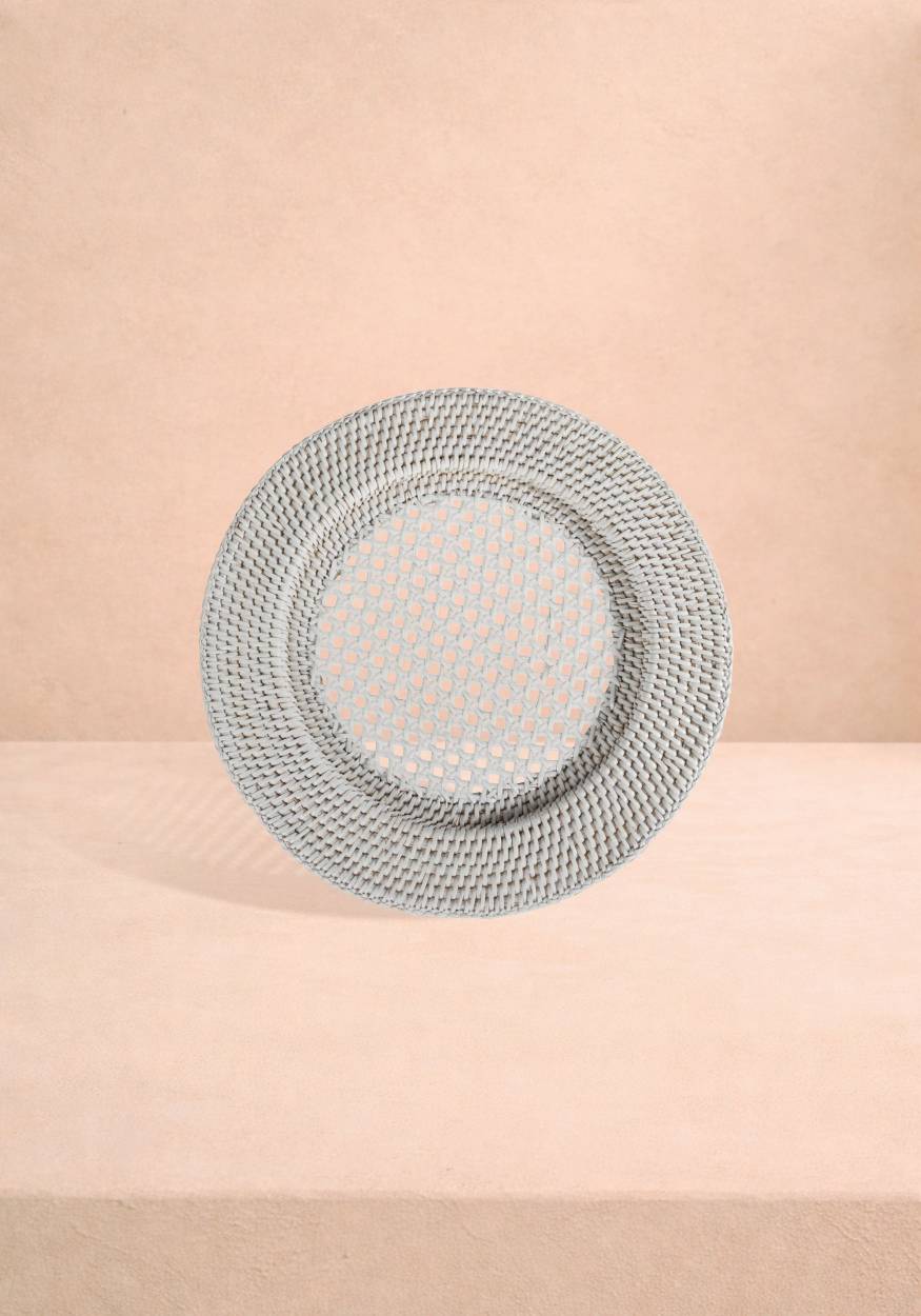 Casa by Josephine Jenno Harbour Island Round Rattan Charger Placemat White - Set of 4