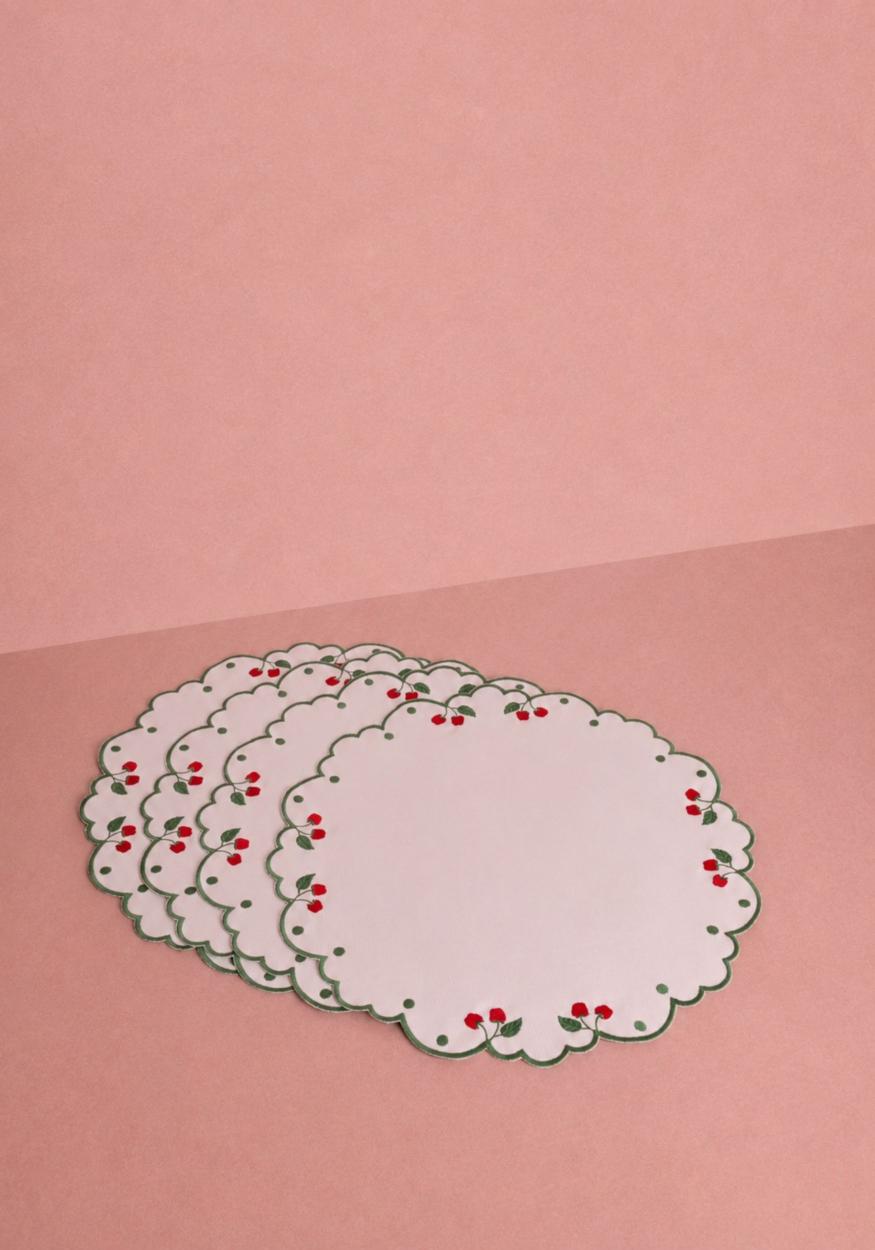 Casa by Josephine Jenno Ripe Cherry Round Placemats - Set of 4