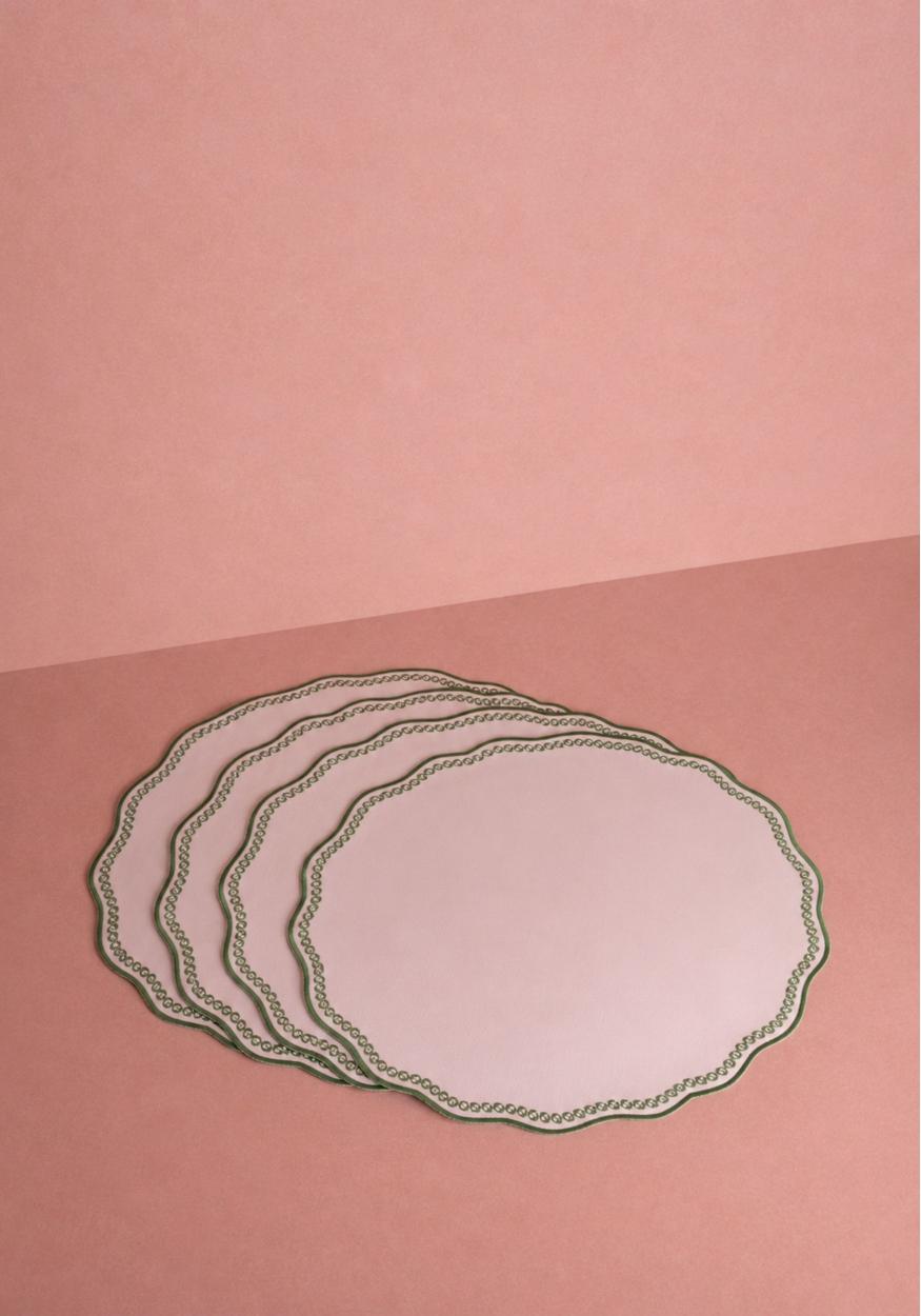Casa by Josephine Jenno Smart Green Trim Placemats - Set of 4