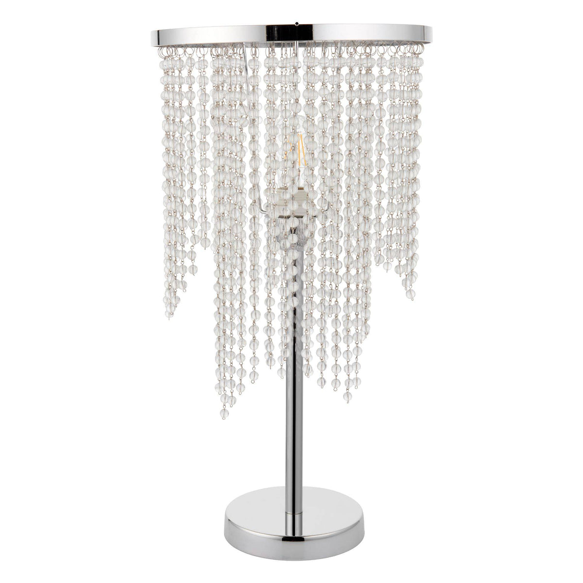 Pagazzi Rain Polished Chrome Table Lamp with Glass Droplets