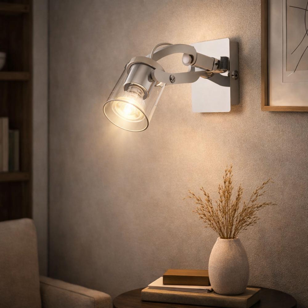 Pagazzi Errol 1-Light Polished Chrome & White Spotlight Ceiling Light