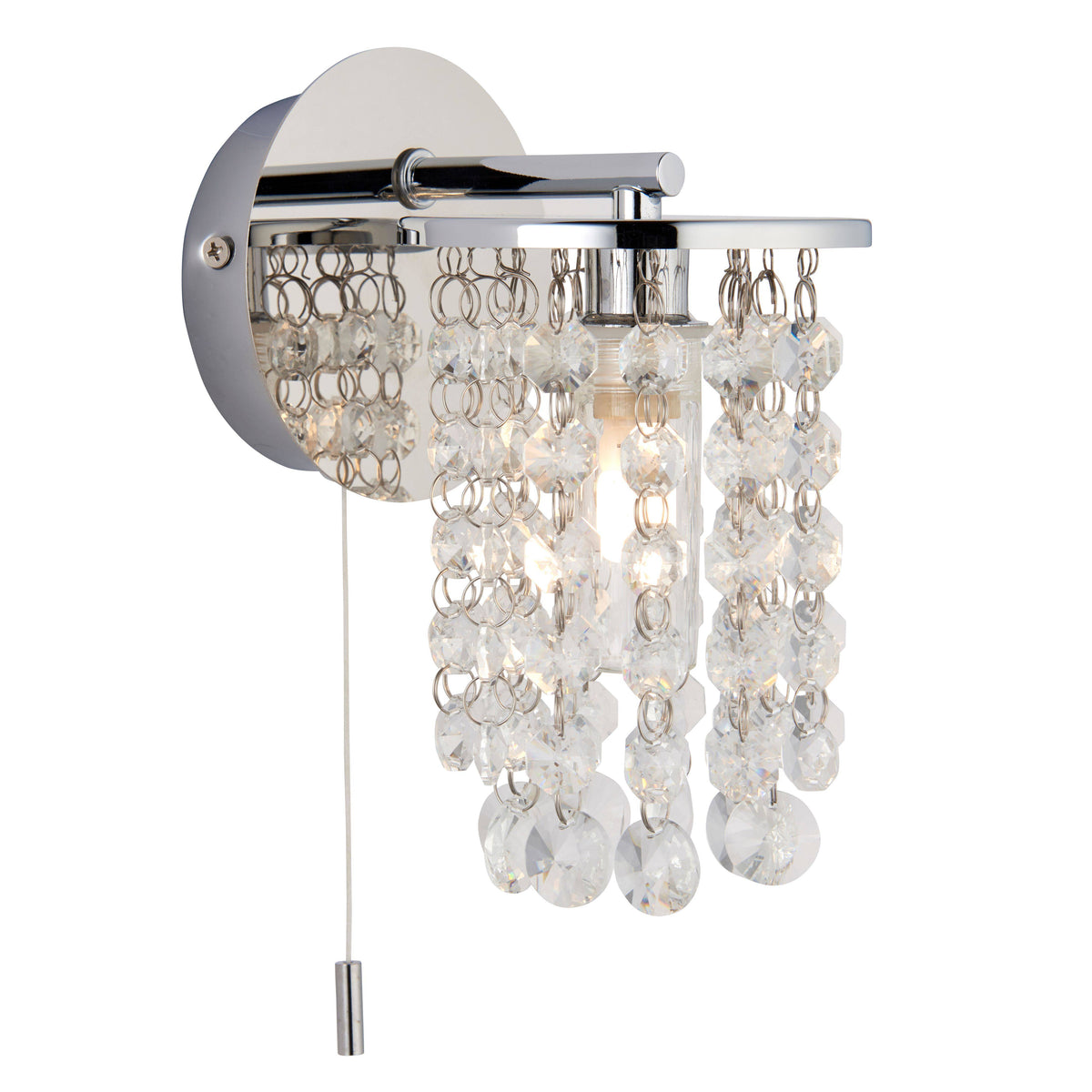 Pagazzi Felecia 1 Light Polished Chrome Wall Light Crystal Detailing
