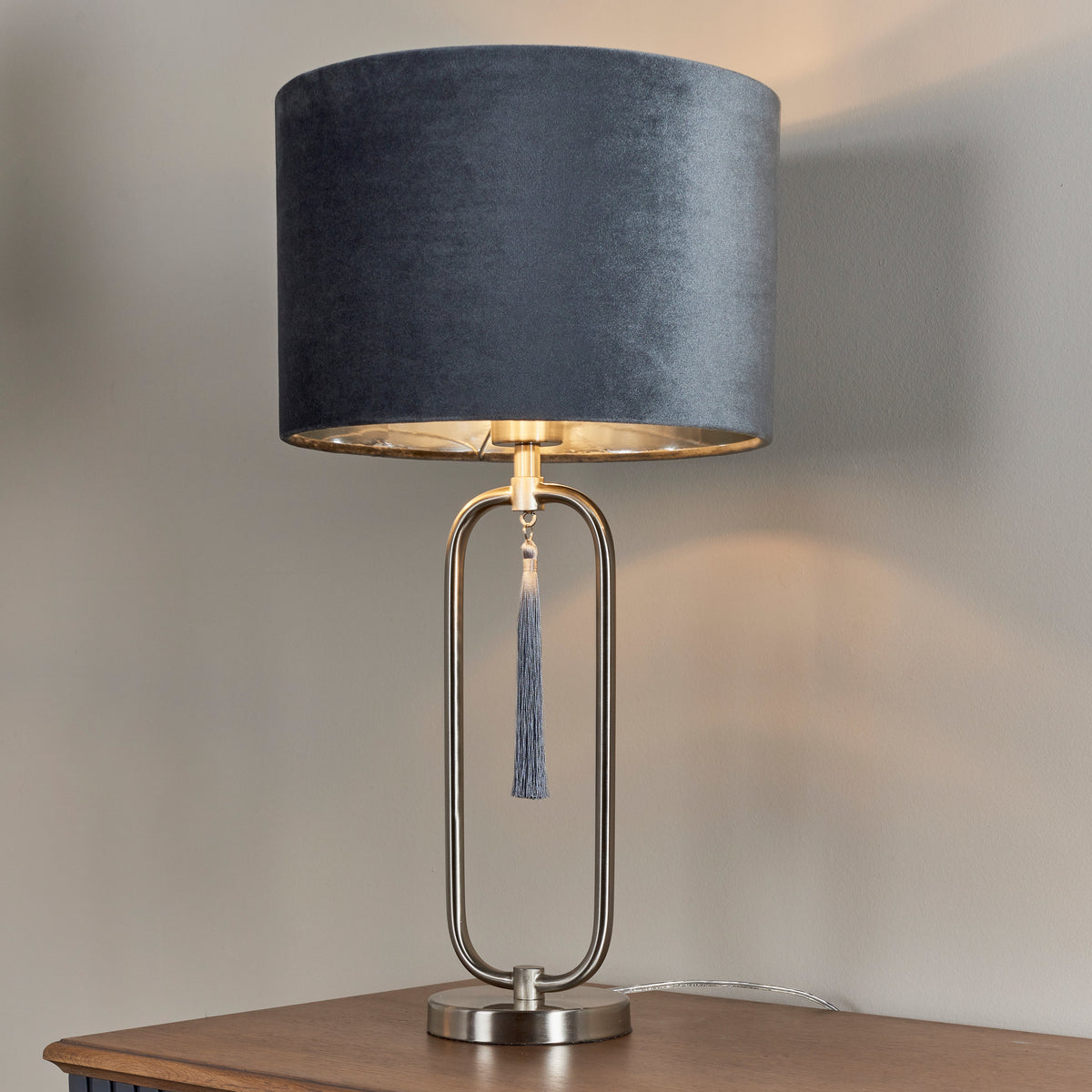 Pagazzi Tassel Satin Nickel Table Lamp