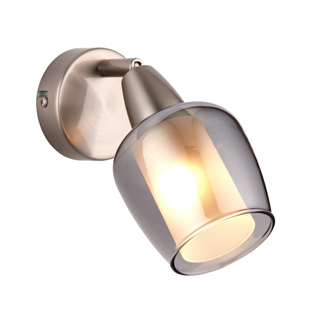 Pagazzi Kennen 1-Light Nickel & Smoked Glass Wall Light