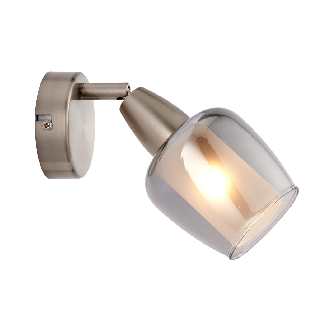 Pagazzi Kennen 1-Light Nickel & Smoked Glass Wall Light