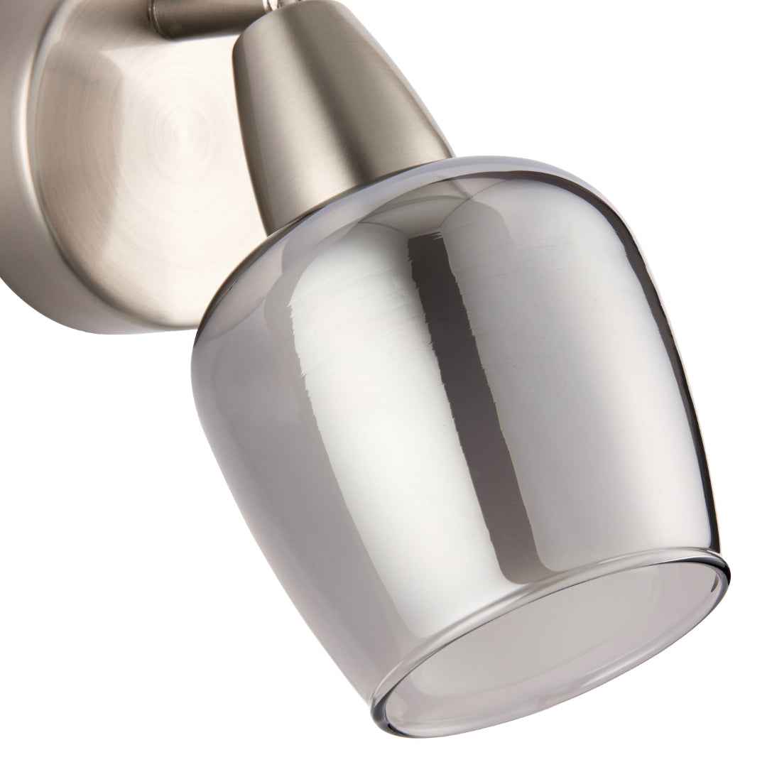 Pagazzi Kennen 1-Light Nickel & Smoked Glass Wall Light