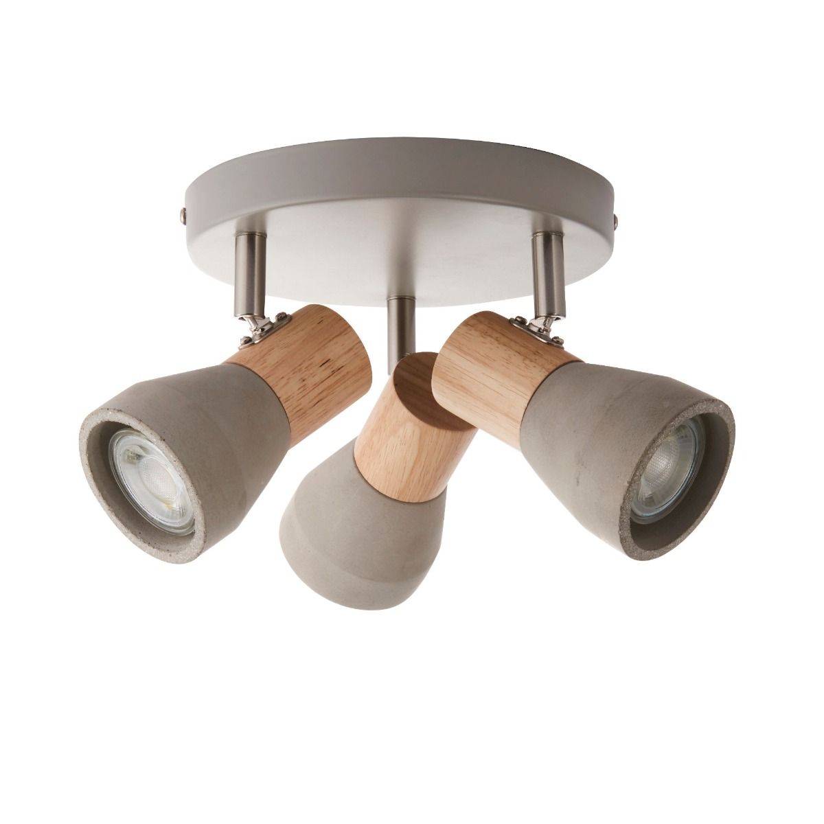 Pagazzi Stoneleigh 3 Light Concrete & Wood Effect Spotlight Plate