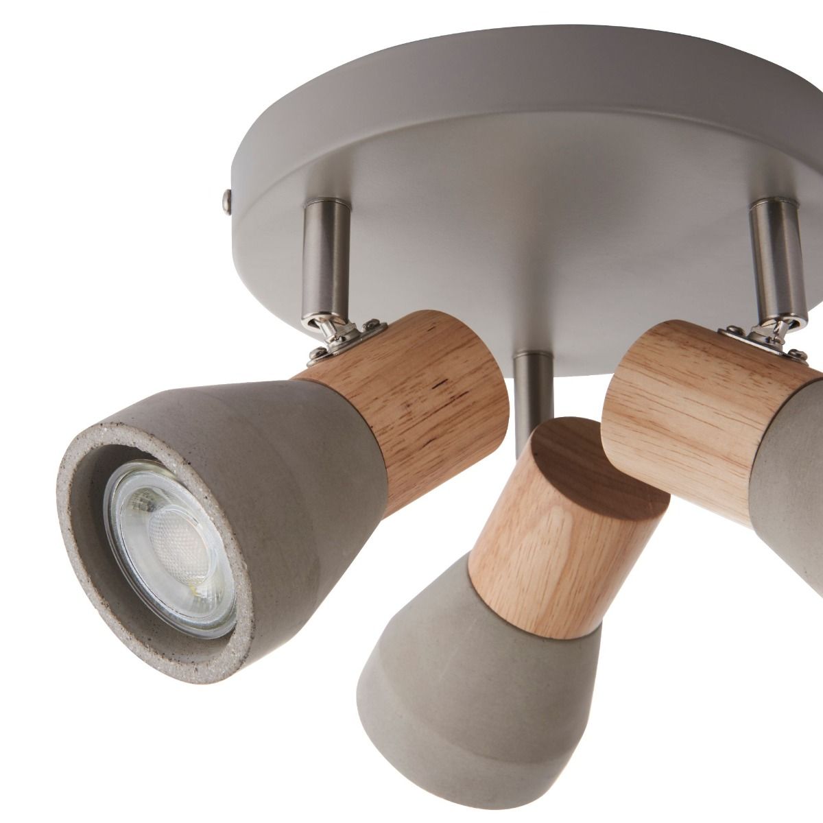 Pagazzi Stoneleigh 3 Light Concrete & Wood Effect Spotlight Plate
