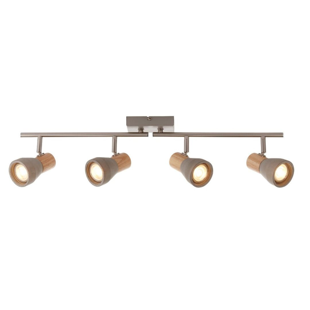 Pagazzi Stoneleigh 4 Light Concrete and Wood Effect Spotlight Bar