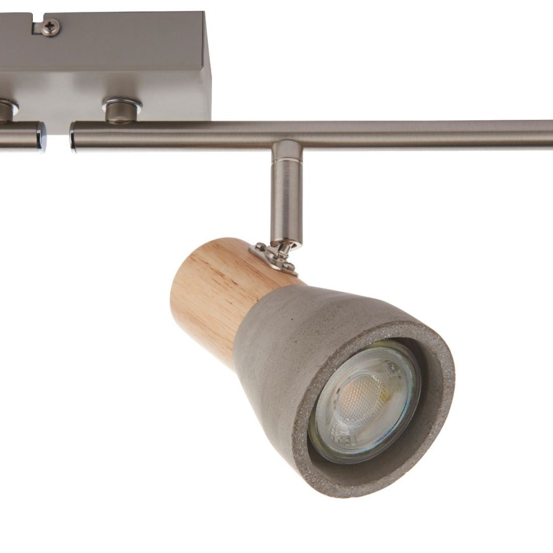 Pagazzi Stoneleigh 4 Light Concrete and Wood Effect Spotlight Bar