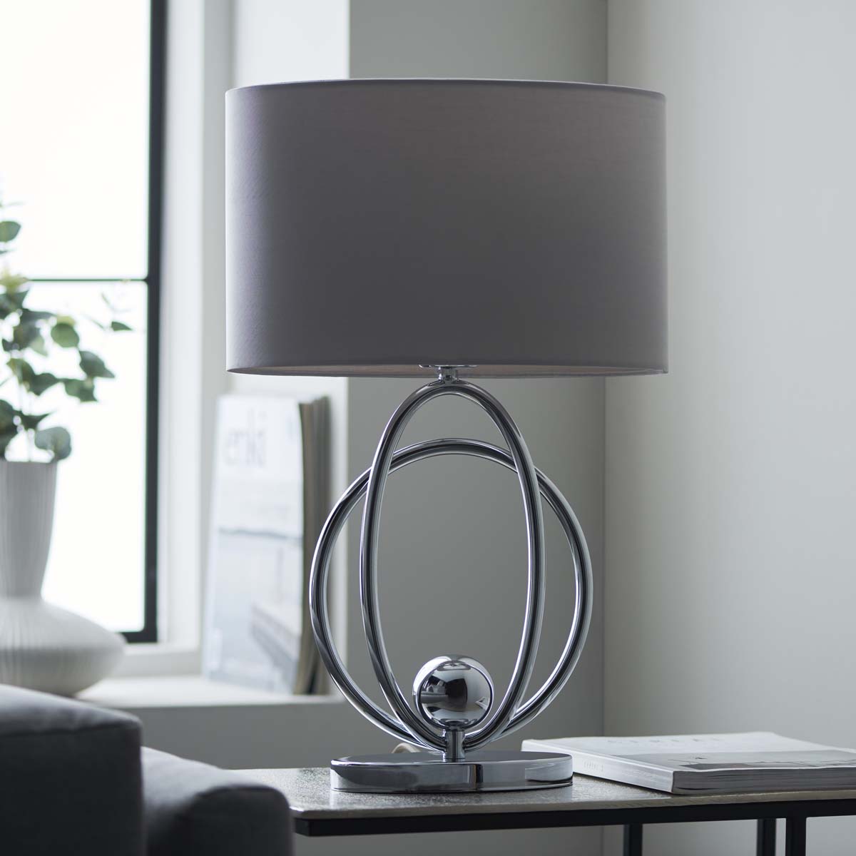 Pagazzi Loop Polished Chrome Touch Table Lamp