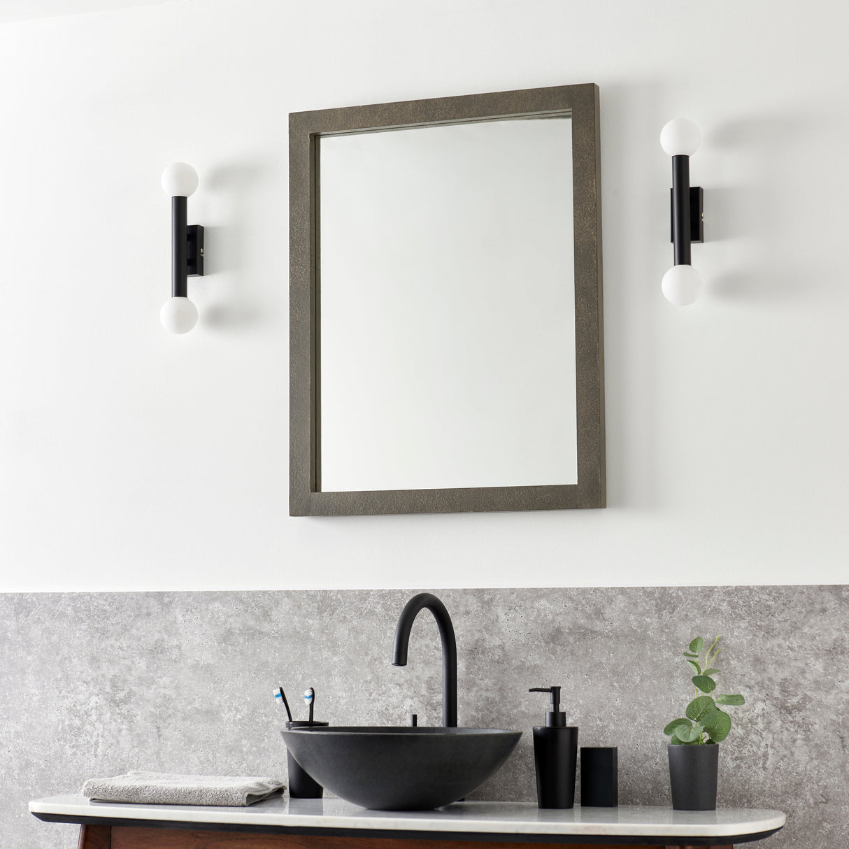 Pagazzi Toronto Matt Black IP44 2 Light Wall Light