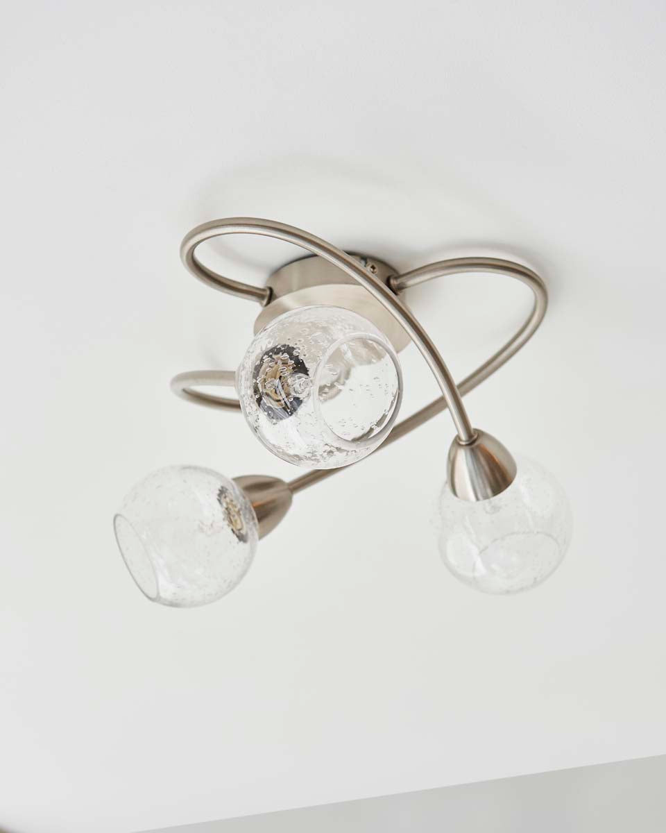 Pagazzi Callen Satin Nickel 3 Light Flush Ceiling Light