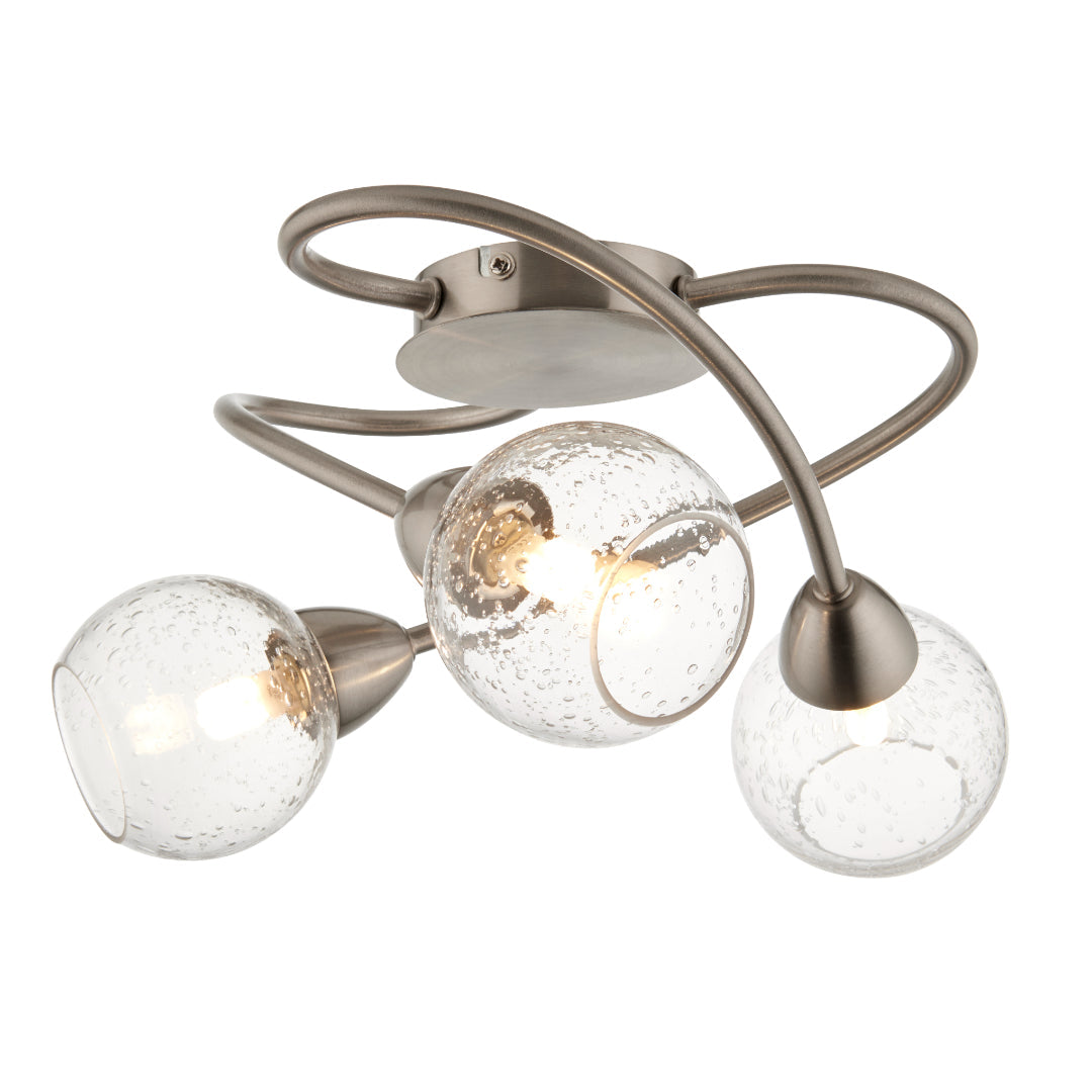 Pagazzi Callen Satin Nickel 3 Light Flush Ceiling Light