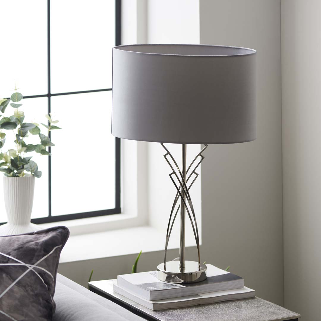 Pagazzi Lyla Satin Nickel Table Lamp