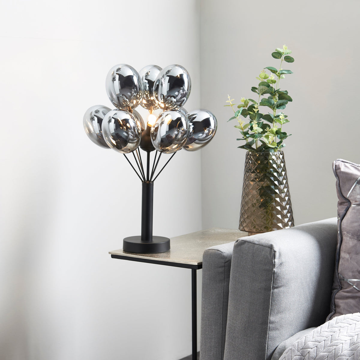 Pagazzi Tatum Matte Black & Glass Table Lamp