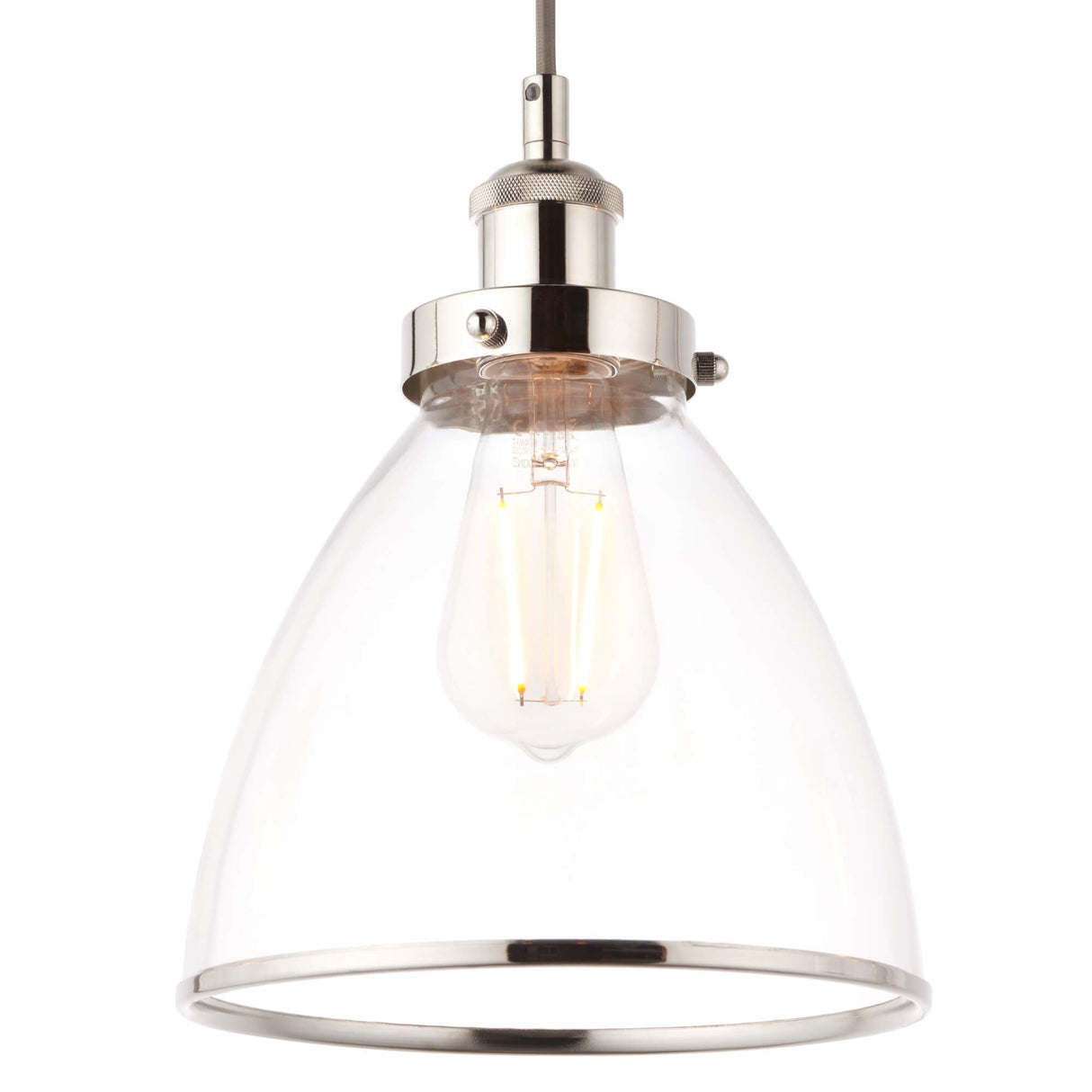 Pagazzi Brunswick 3 Light Nickel & Glass Ceiling Pendant Bar