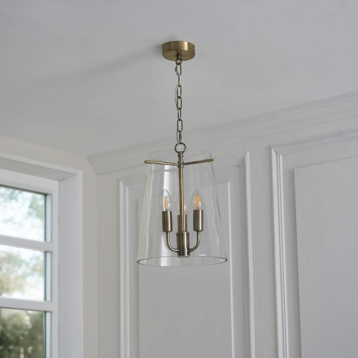 Pagazzi Park Taper Clear Antique Brass Pendant