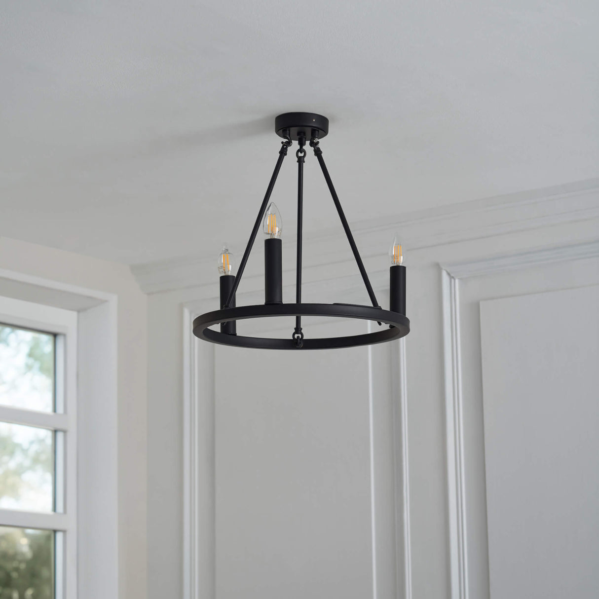 Pagazzi Parley 3-Light Black Semi-Flush Ceiling Light