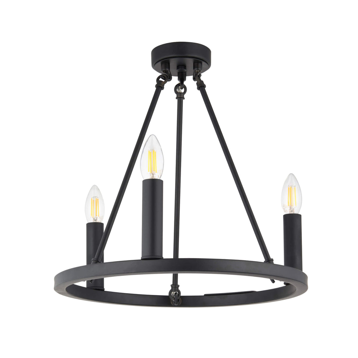 Pagazzi Parley 3-Light Black Semi-Flush Ceiling Light