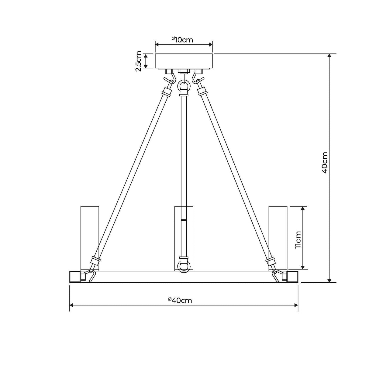 Pagazzi Parley 3-Light Black Semi-Flush Ceiling Light