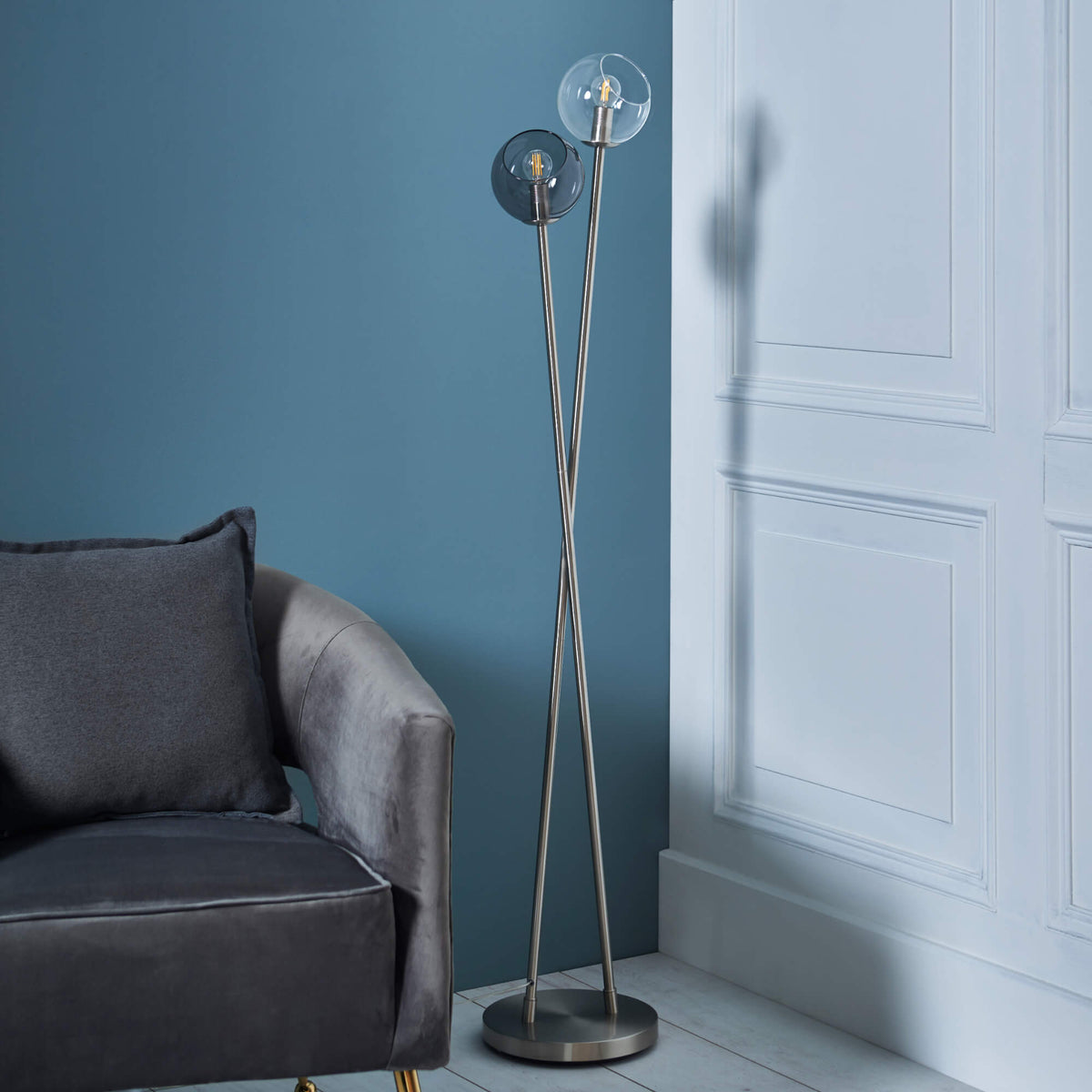Pagazzi Branco Chrome & Glass Floor Lamp
