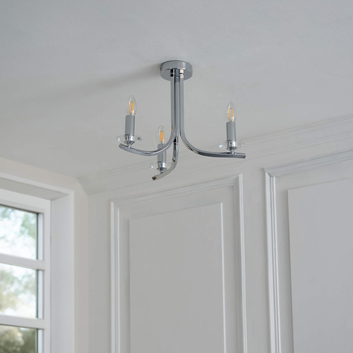 Pagazzi Morden 3 Light Polished Chrome Semi Flush Ceiling Light