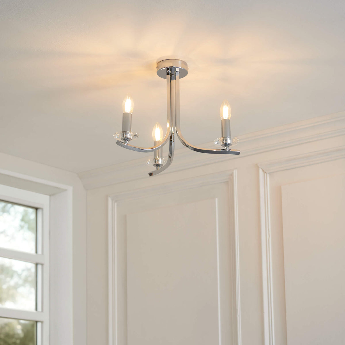 Pagazzi Morden 3 Light Polished Chrome Semi Flush Ceiling Light