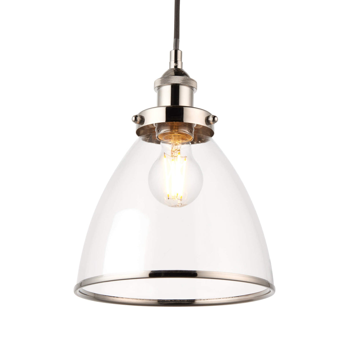Pagazzi Brunswick Satin Nickel & Clear Glass Pendant Shade