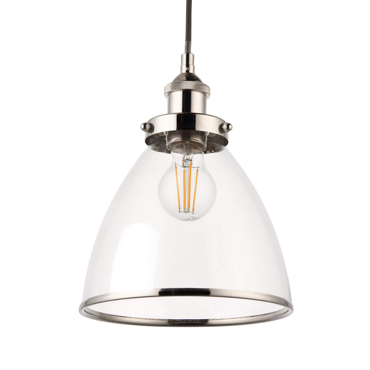 Pagazzi Brunswick Satin Nickel & Clear Glass Pendant Shade