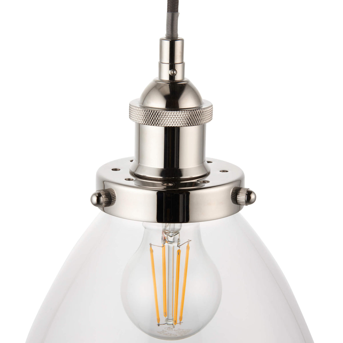 Pagazzi Brunswick Satin Nickel & Clear Glass Pendant Shade