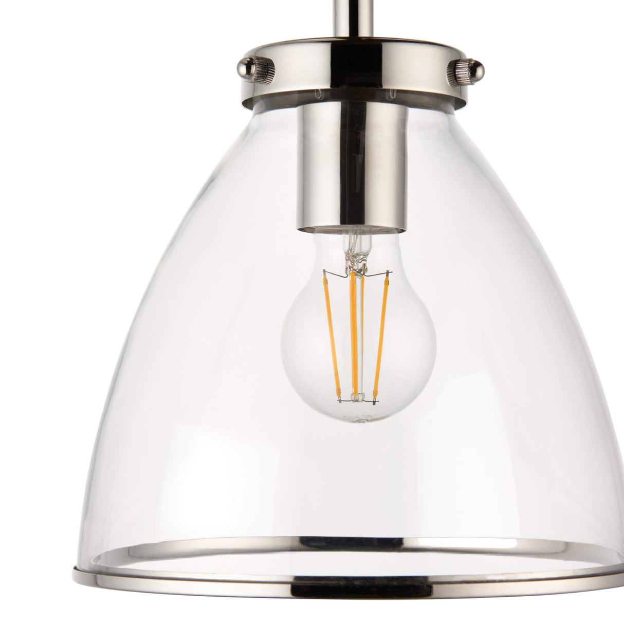 Pagazzi Brunswick Satin Nickel & Clear Glass Semi-Flush Ceiling Light