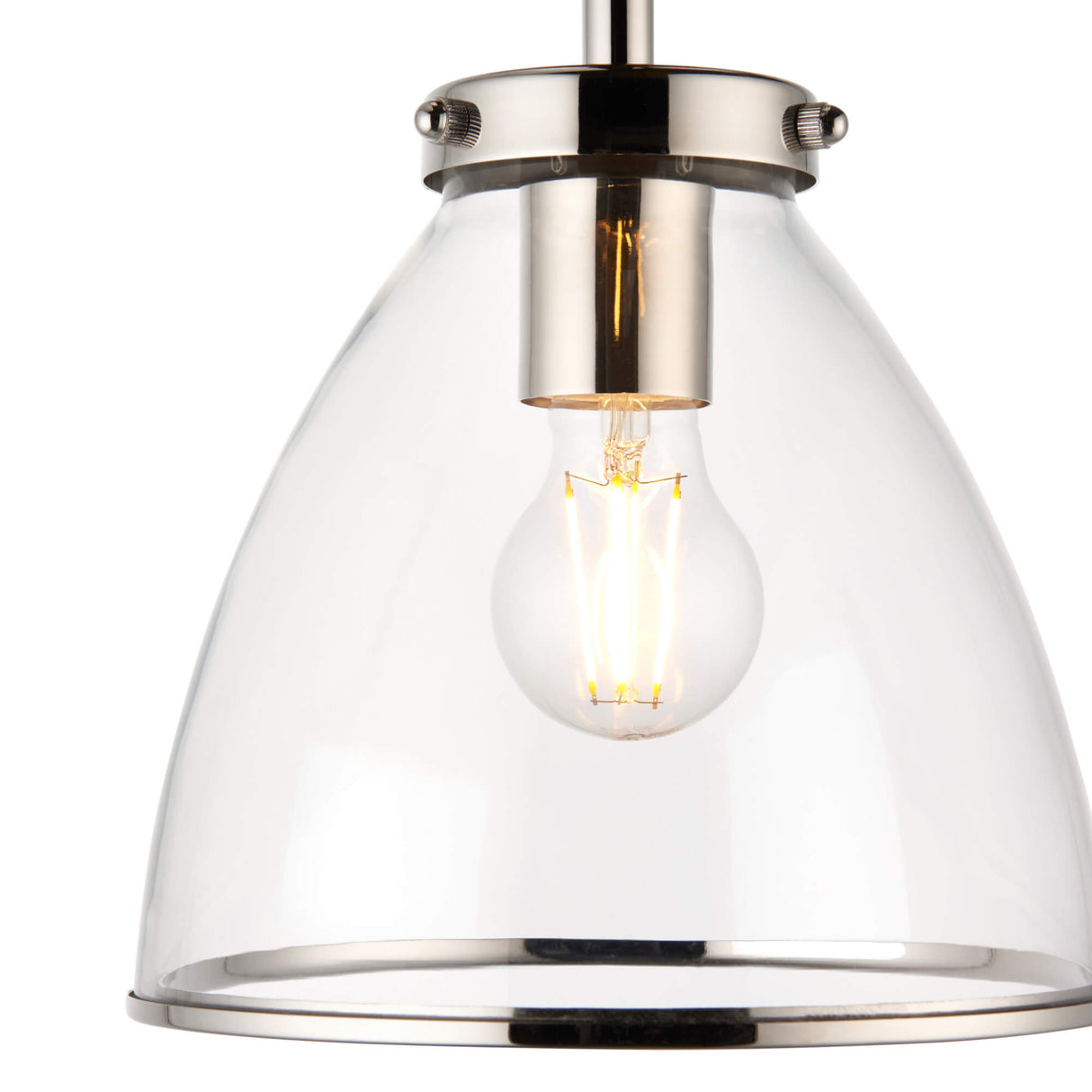 Pagazzi Brunswick Satin Nickel & Clear Glass Semi-Flush Ceiling Light