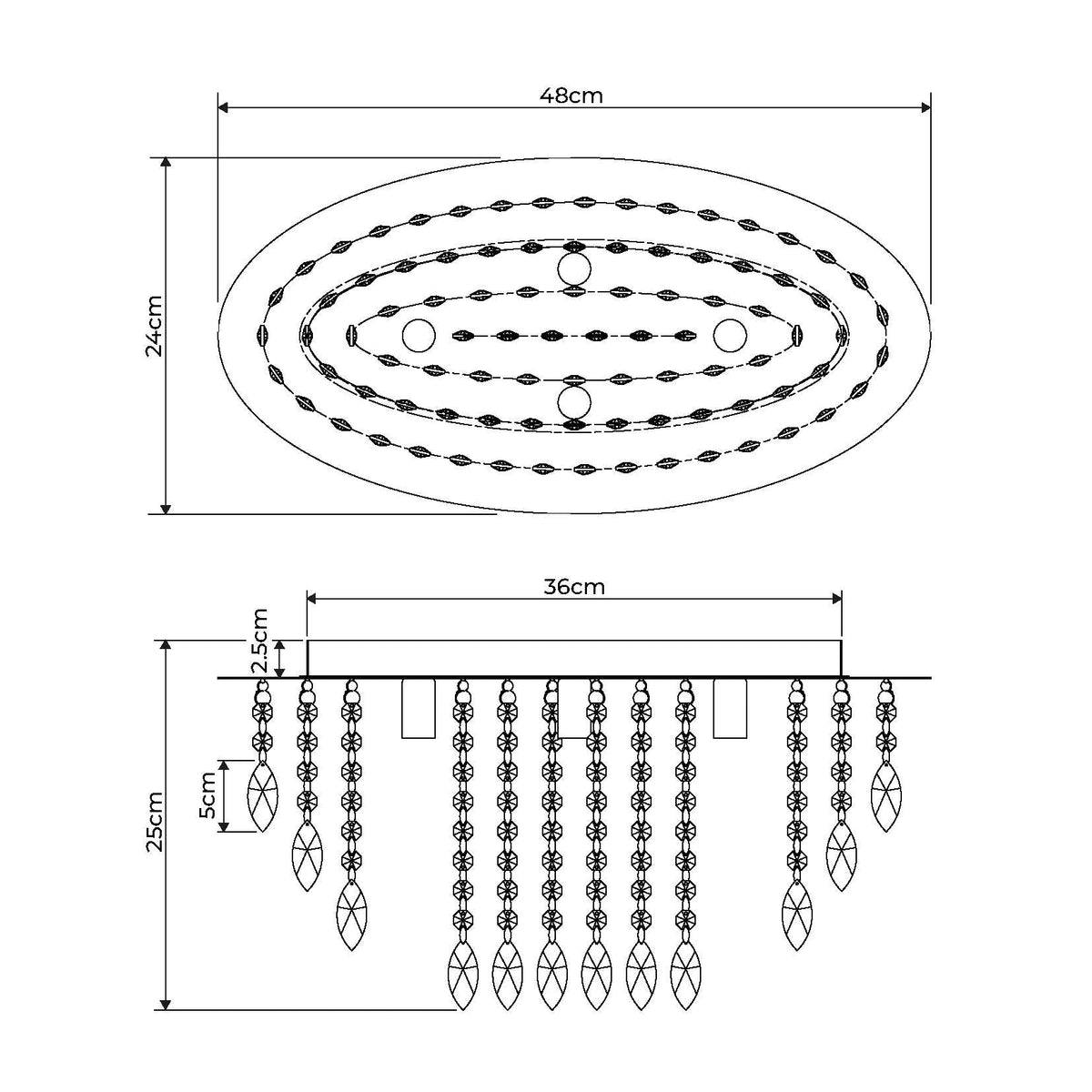 Pagazzi Winona Small Crystal Flush Ceiling Light